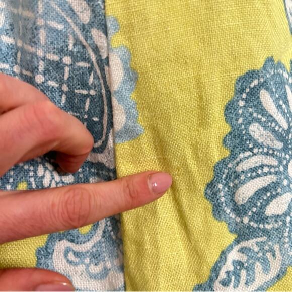 J. McLaughlin Edie Linen A Line Dress sz 0 Yellow Blue Paisley Preppy Summer - Picture 6 of 9